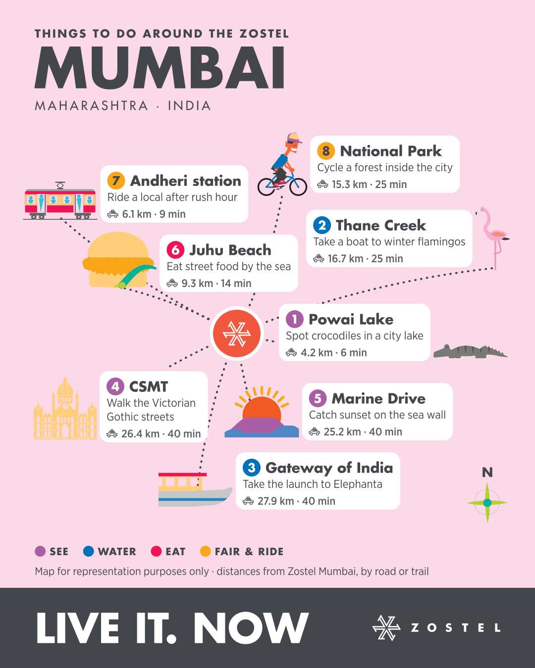 The Mumbai phone map: things to do around Zostel Mumbai, with distances and times
