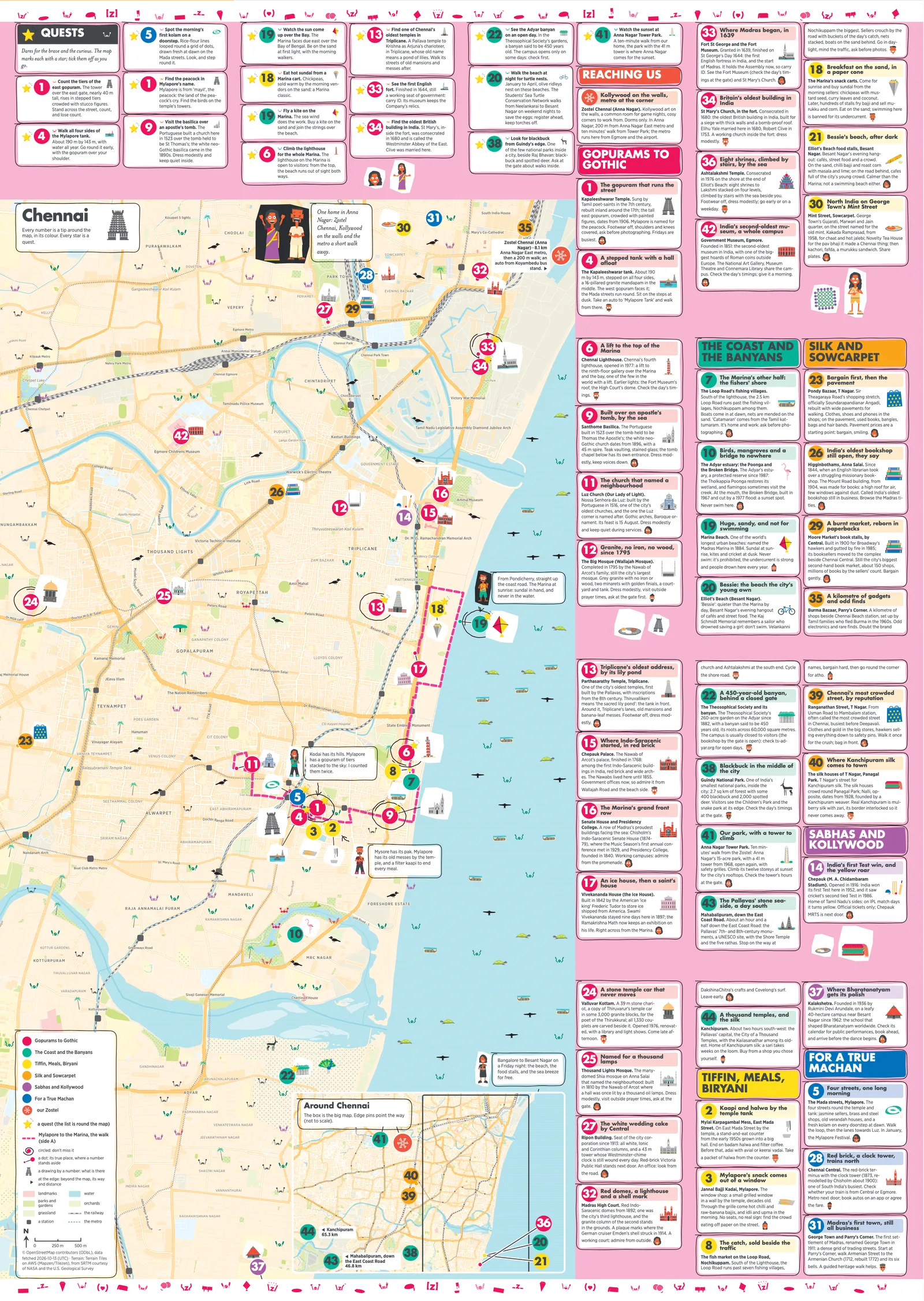 The Chennai city map: the streets around our homes with every numbered spot and its tip
