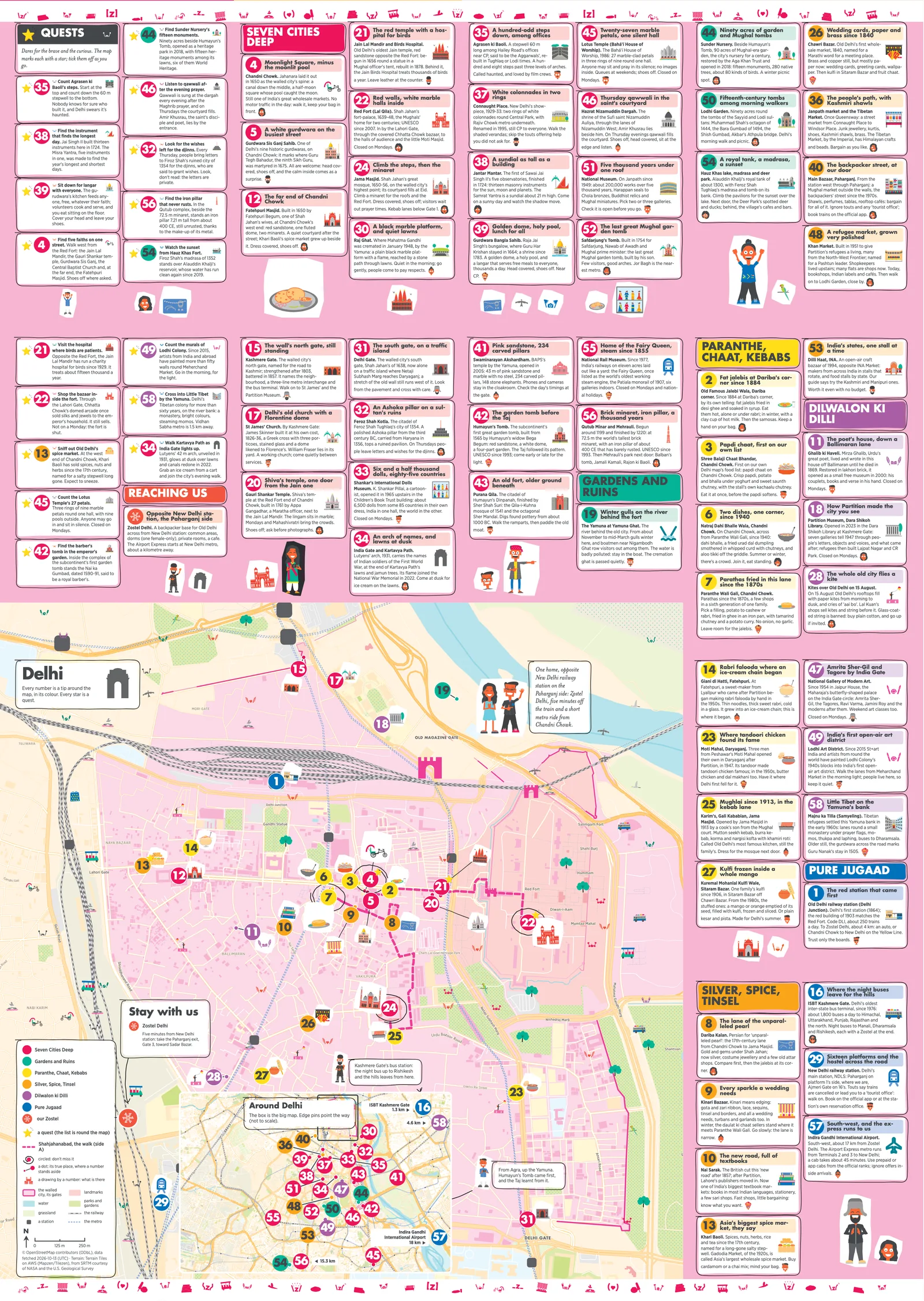 The Delhi city map: the streets around our homes with every numbered spot and its tip