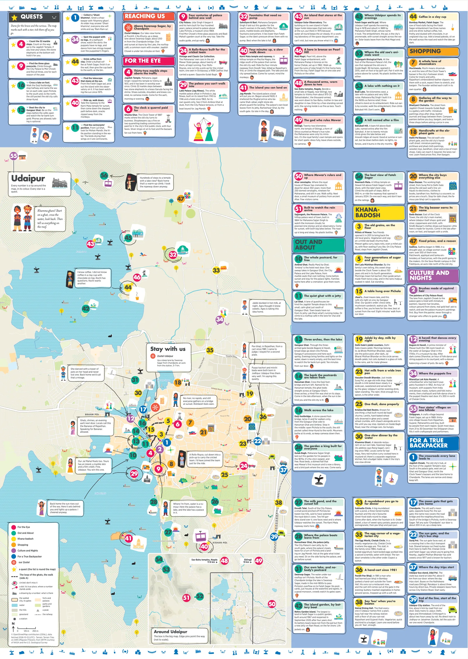 The Udaipur city map: the streets around our homes with every numbered spot and its tip
